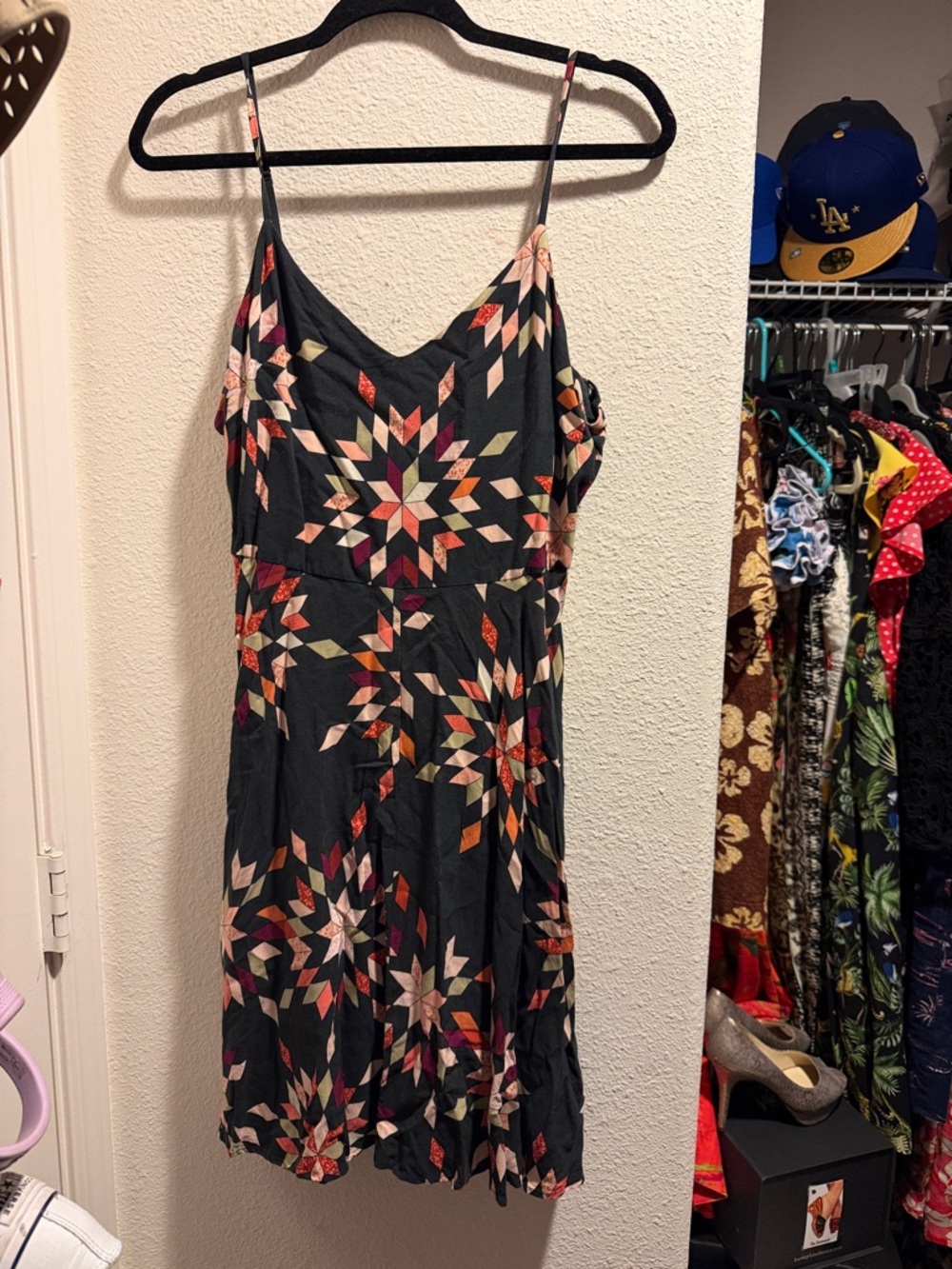 GAP Black Maxi Dress with Multicolor Geometric Print